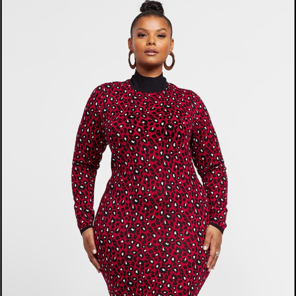 NWT Plus Size Fashion to Figure Animal Print Sweater Dress